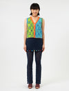 YANYAN KNITS 25 Spring/Summer Embellished Plaid Vest YYK-YYW25-0061-LL Blue-Green